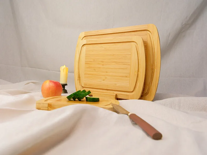3-Piece 2-Tone Rectangular Bamboo Cutting Board Set