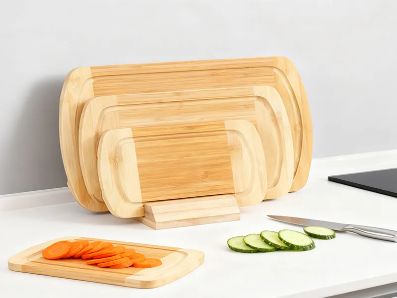 3-Piece 2-Tone Rectangular Bamboo Cutting Board Set