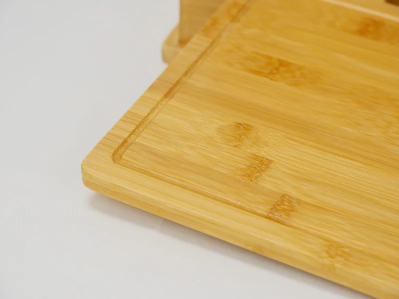 Set de tablas de bambú, 4 piezas, con soporte e iconos de comida