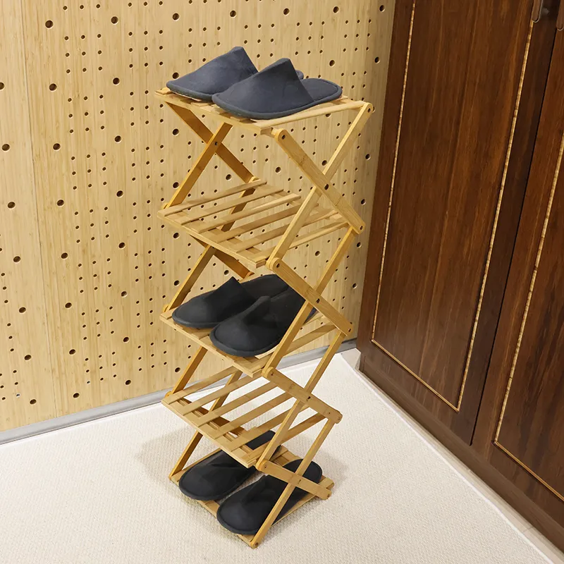 Estante plegable de bambú de 5 niveles