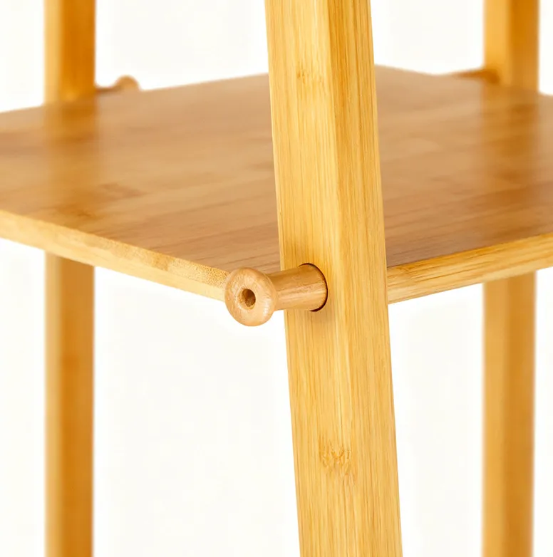 Bamboo Ladder-Style Coat Rack with Shelves