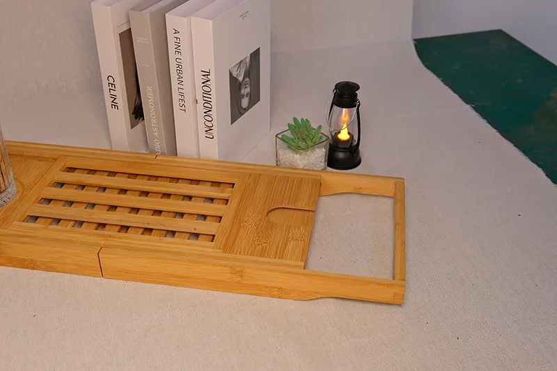 Bamboo Multi-functional Bathtub Rack