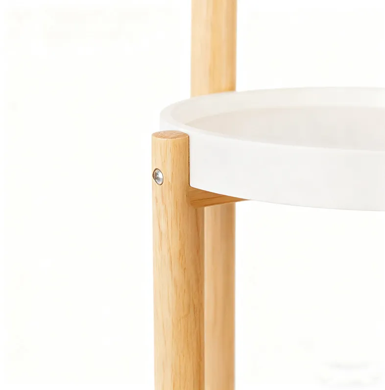 Bamboo Multi-Tier Plant Shelf with White Trays