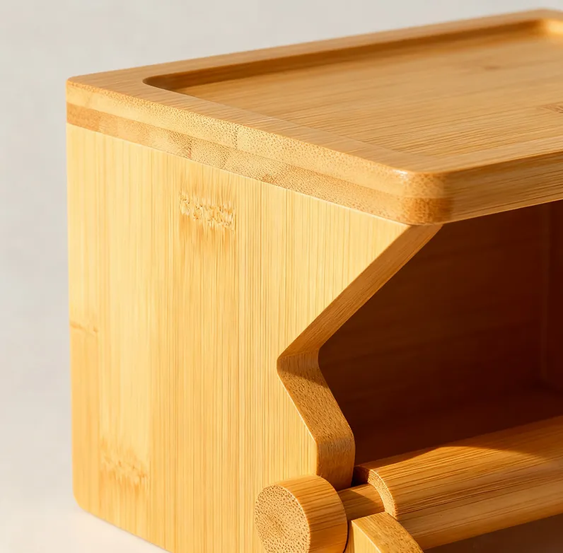 Bamboo Paper Towel Holder with Storage Shelf