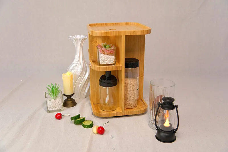 Bamboo Rotating Storage Rack