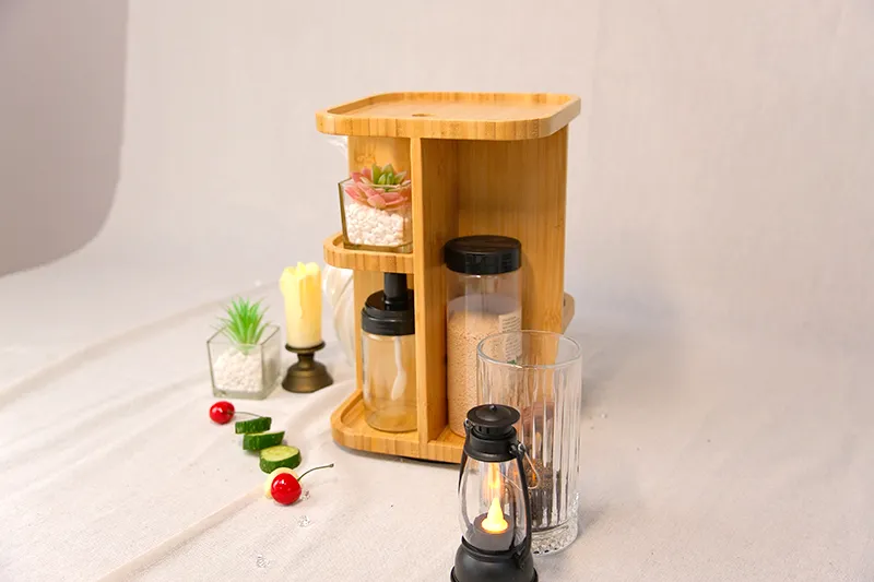 Bamboo Rotating Storage Rack