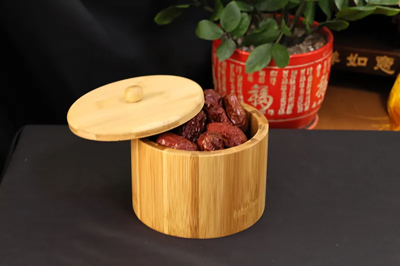 Vase ronde de stockage en bambou