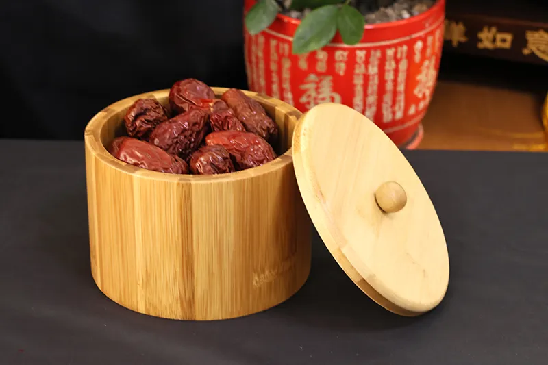 Vase ronde de stockage en bambou