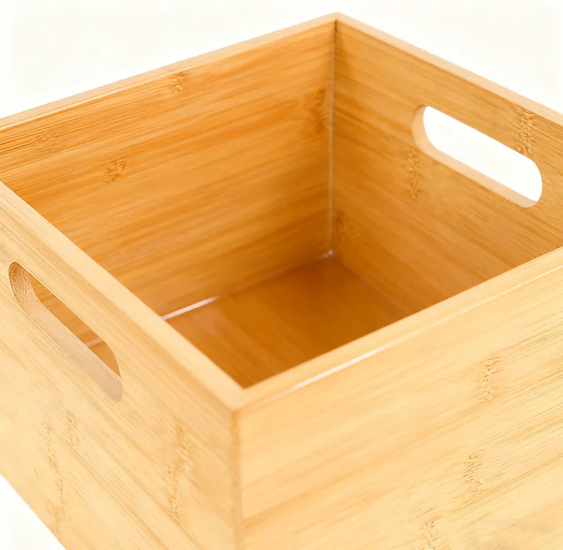 Bamboo Square Storage Box with Handles