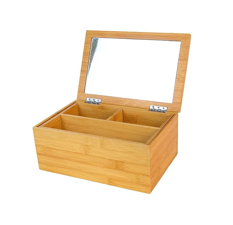 Bamboo Storage Box with a Mirror