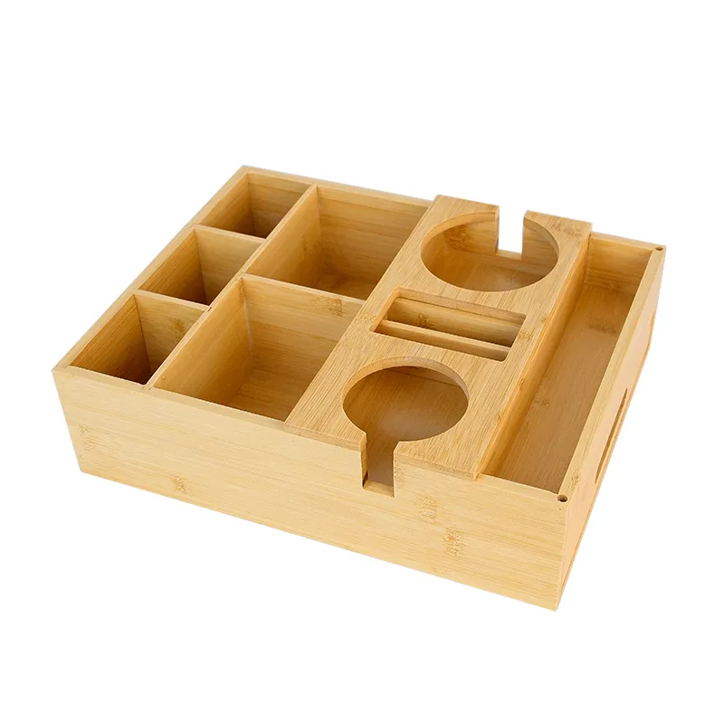 Bamboo Storage Box with Cup Holder and Drawer