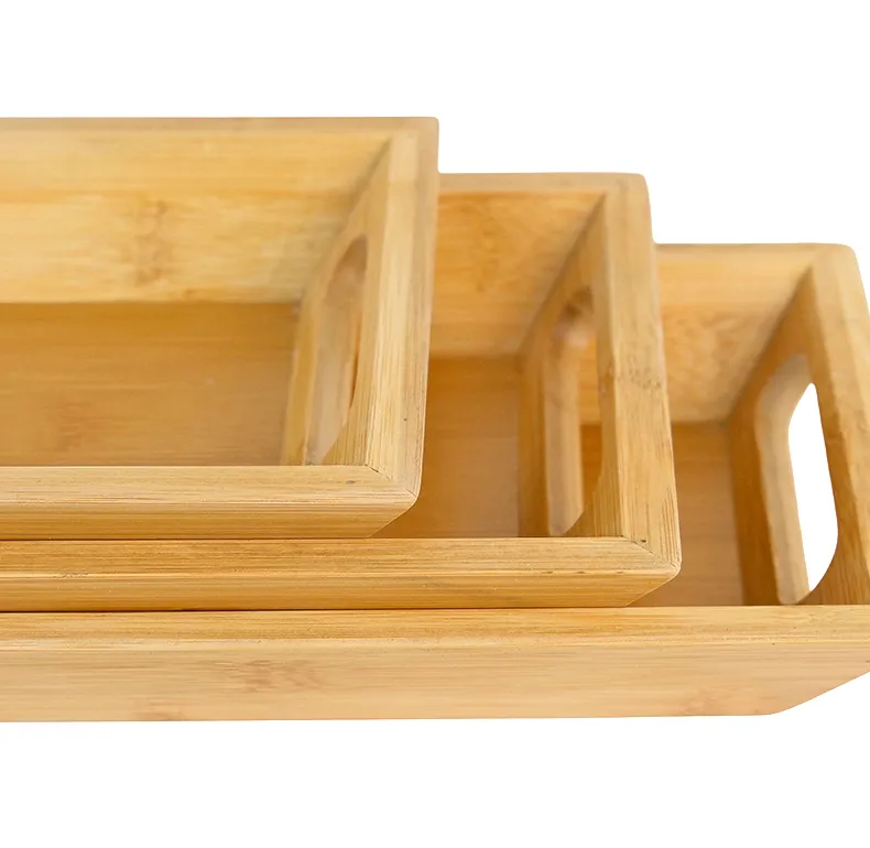 Boat-shaped Bamboo Tray with Handles