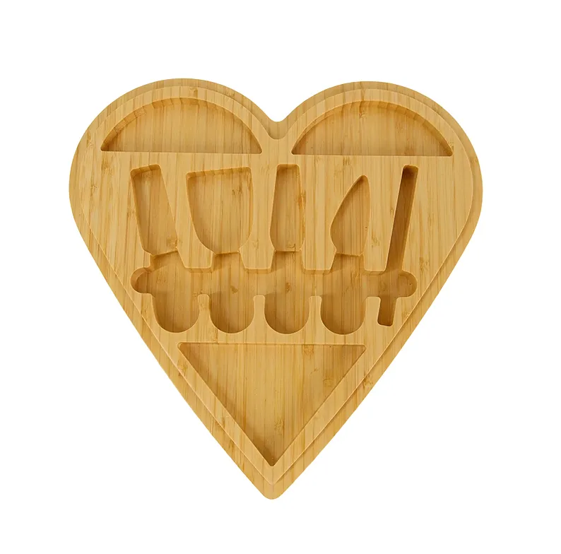 Heart-shaped Bamboo Knife Storage Box with Lid