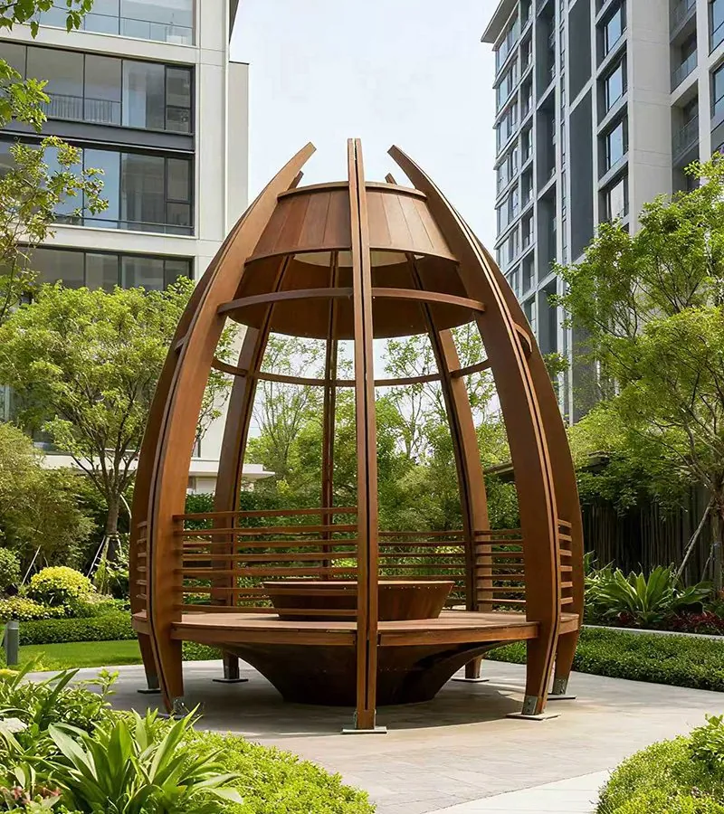Pavillon de loisirs de structure moderne en bambou