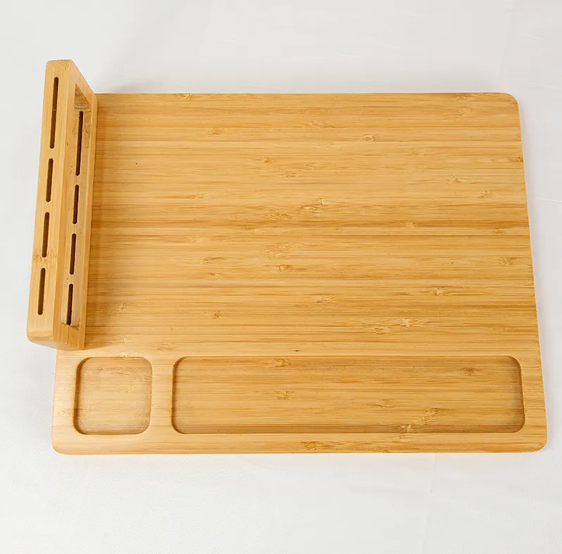 Multifunctional Bamboo Cutting Board with Knife and Fork Holder