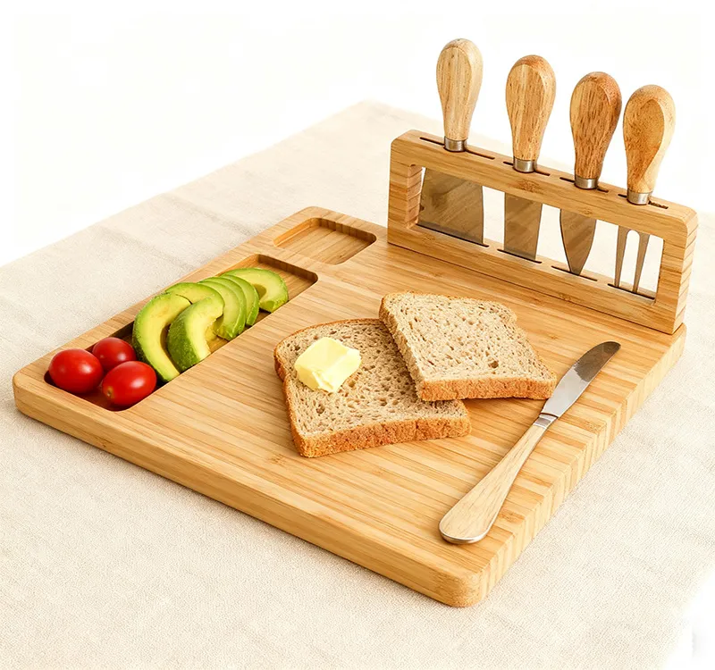 Multifunctional Bamboo Cutting Board with Knife and Fork Holder