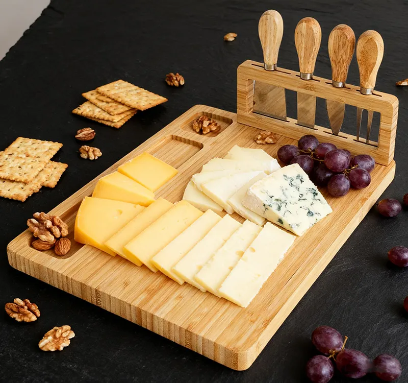 Multifunctional Bamboo Cutting Board with Knife and Fork Holder