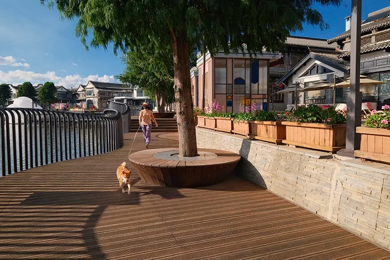 Terrasses extérieures en bambou et sols intérieurs en bambou