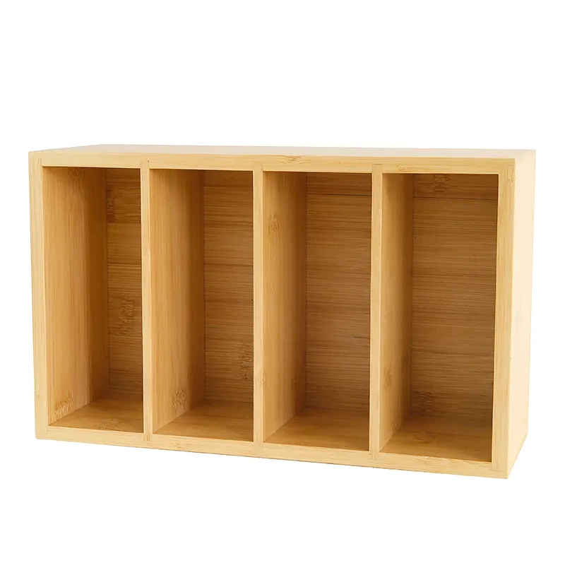 Organiseur de rangement en bambou rectangulaire à 4 compartiments