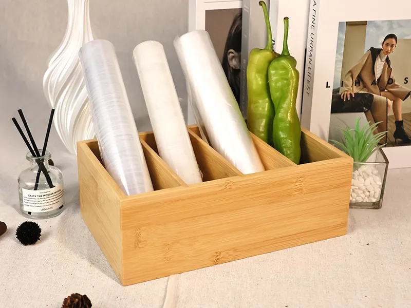 Organiseur de rangement en bambou rectangulaire à 4 compartiments