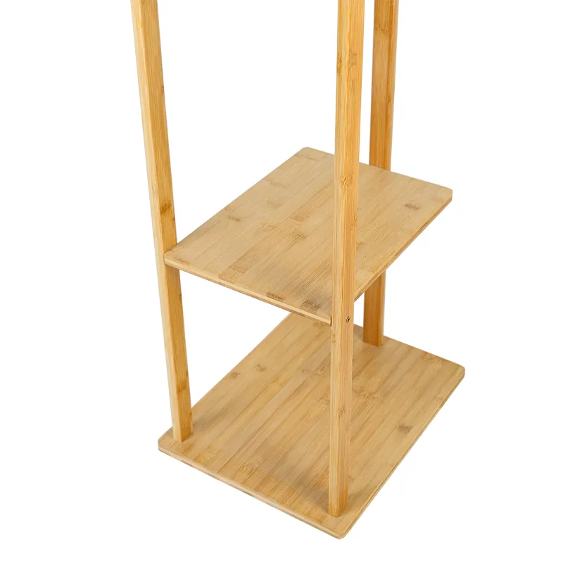 Solid Bamboo Freestanding Coat Rack with Storage