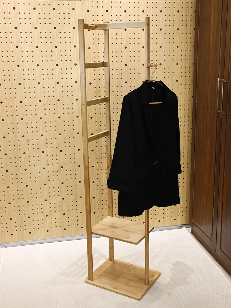 Solid Bamboo Freestanding Coat Rack with Storage