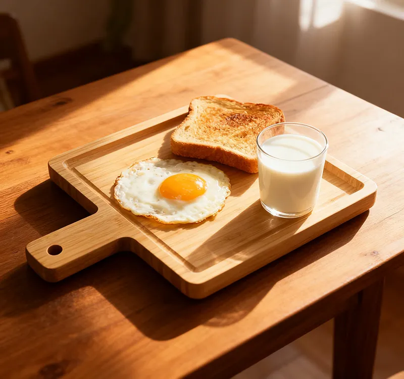 Bandeja cuadrada de bambú con asa