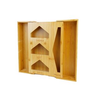 Bamboo Multi-grid Telescopic Fresh Bag Storage Box