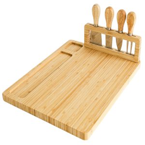 Multifunctional Bamboo Cutting Board with Knife and Fork Holder