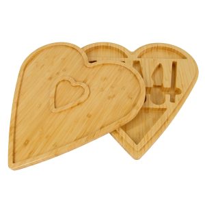 Heart-shaped Bamboo Knife Storage Box with Lid