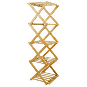 5-Tier Foldable Bamboo Storage Rack