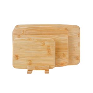 3-Piece Bamboo Oval Cutting Board Set With Holder
