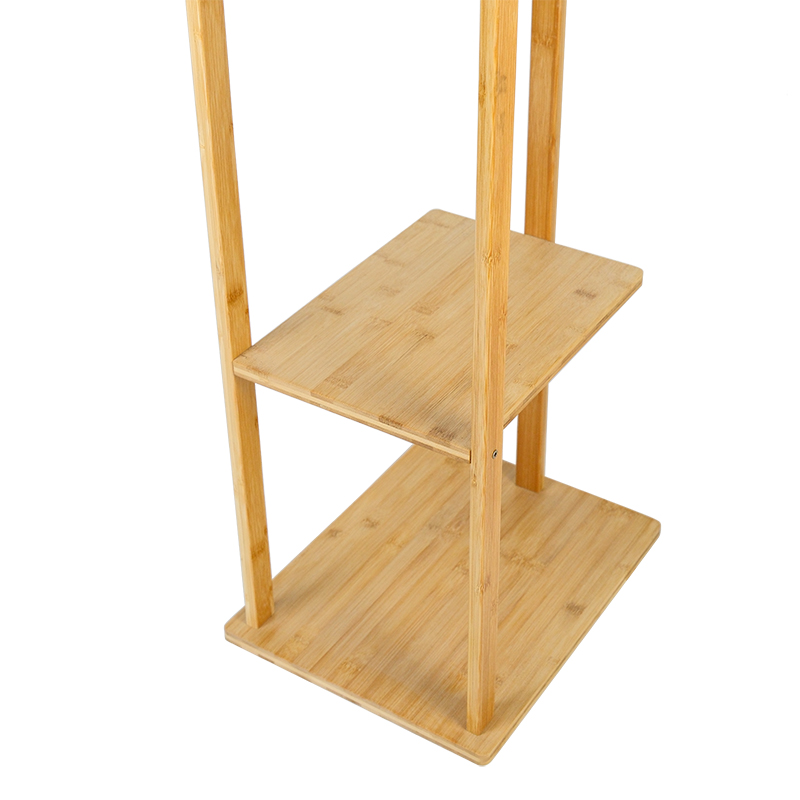 Solid Bamboo Freestanding Coat Rack with Storage - Image 3