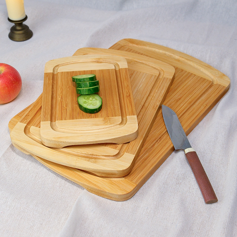 3-Piece 2-Tone Rectangular Bamboo Cutting Board Set - Image 4