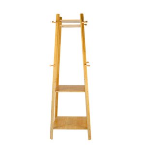 Bamboo Ladder-Style Coat Rack with Shelves