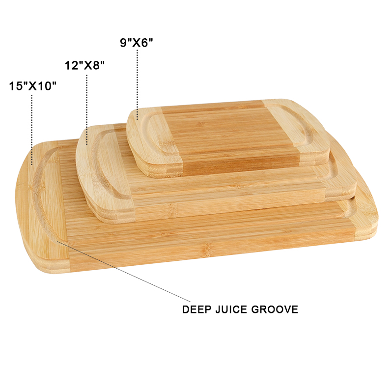 3-Piece 2-Tone Rectangular Bamboo Cutting Board Set - Image 3